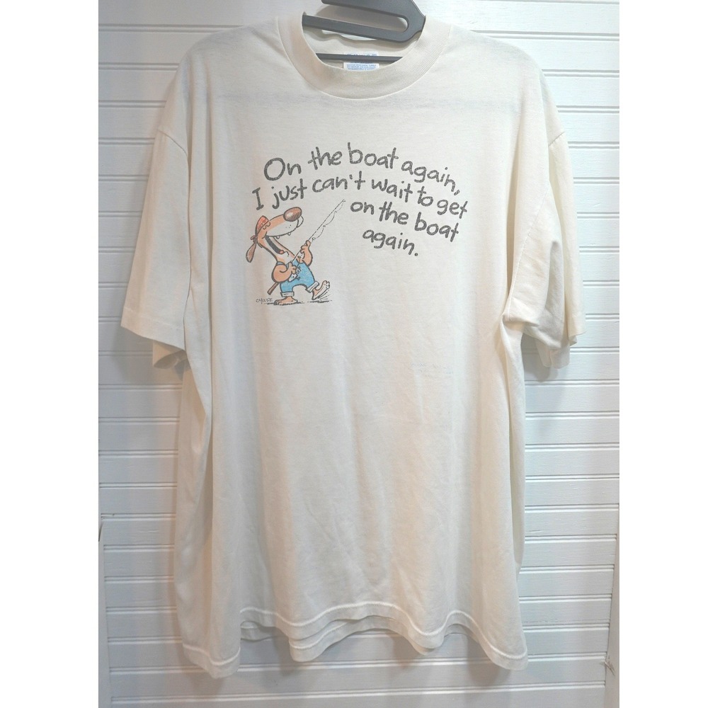 Vintage Cartoon Tshirt XL Shoebox Hallmark Funny Fishing Willie Nelson Joke Tee